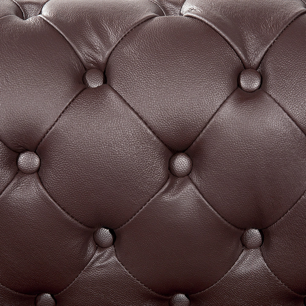 Divano Chesterfield dallo stile vintage a 3 posti in vera pelle marrone