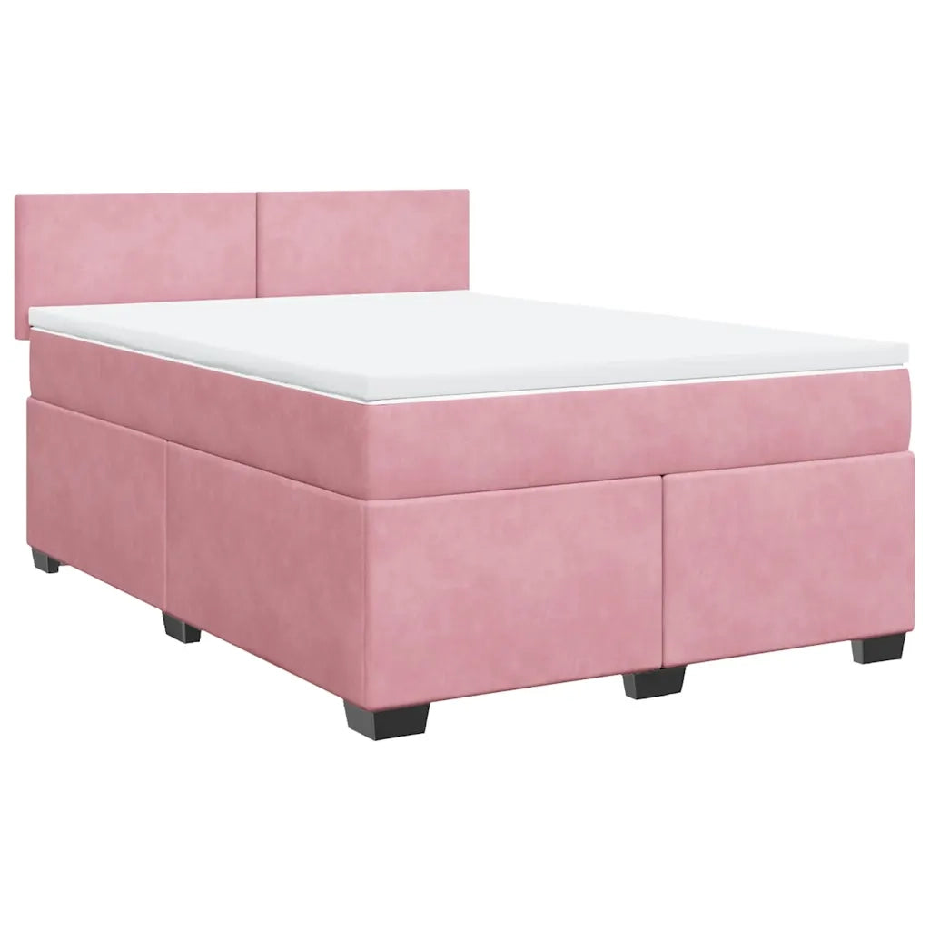 Giroletto a Molle con Materasso Rosa 140x190 cm in Velluto 3286305
