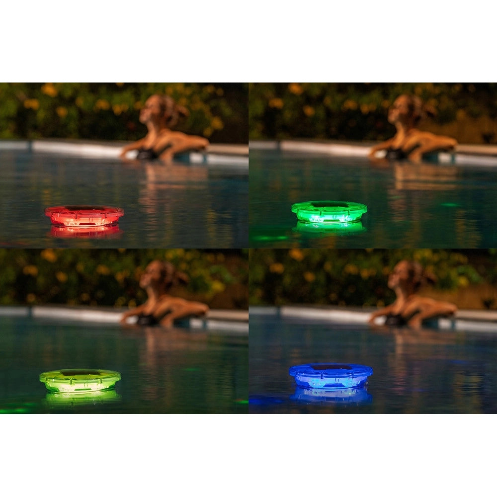 Trade Shop - Dosatore Per Pastiglie Cloro Galleggiante Piscina Con Luce Led Ad Energia Solare 58943 -