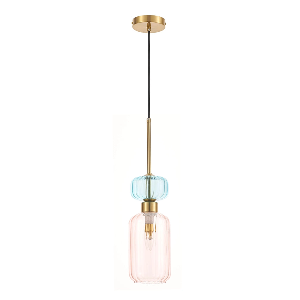Sospensione MOLLY vetro rosa/azzurro E14 40W Milagro