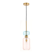 Sospensione MOLLY vetro rosa/azzurro E14 40W Milagro