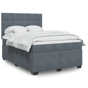 Giroletto a Molle con Materasso Grigio Scuro 140x200 cm Velluto