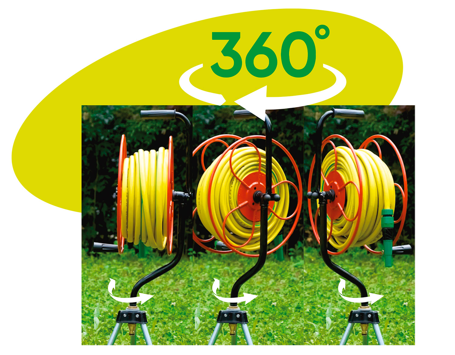 Avvolgitubo Manuale Girevole su Treppiede 25 mt in Acciaio Agrati