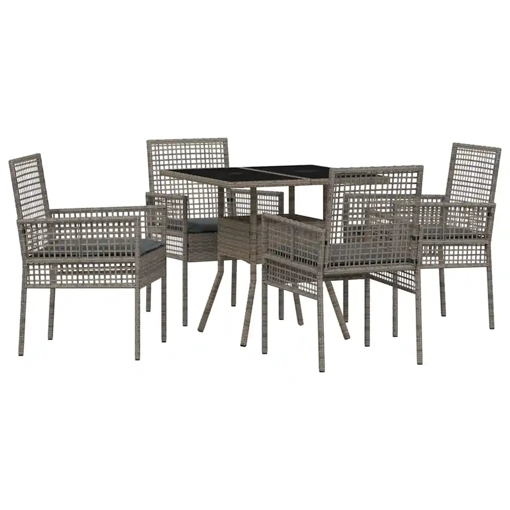 Set da Pranzo per Giardino 5 pz | Set Salotto da Giardino Grigio polyrattan