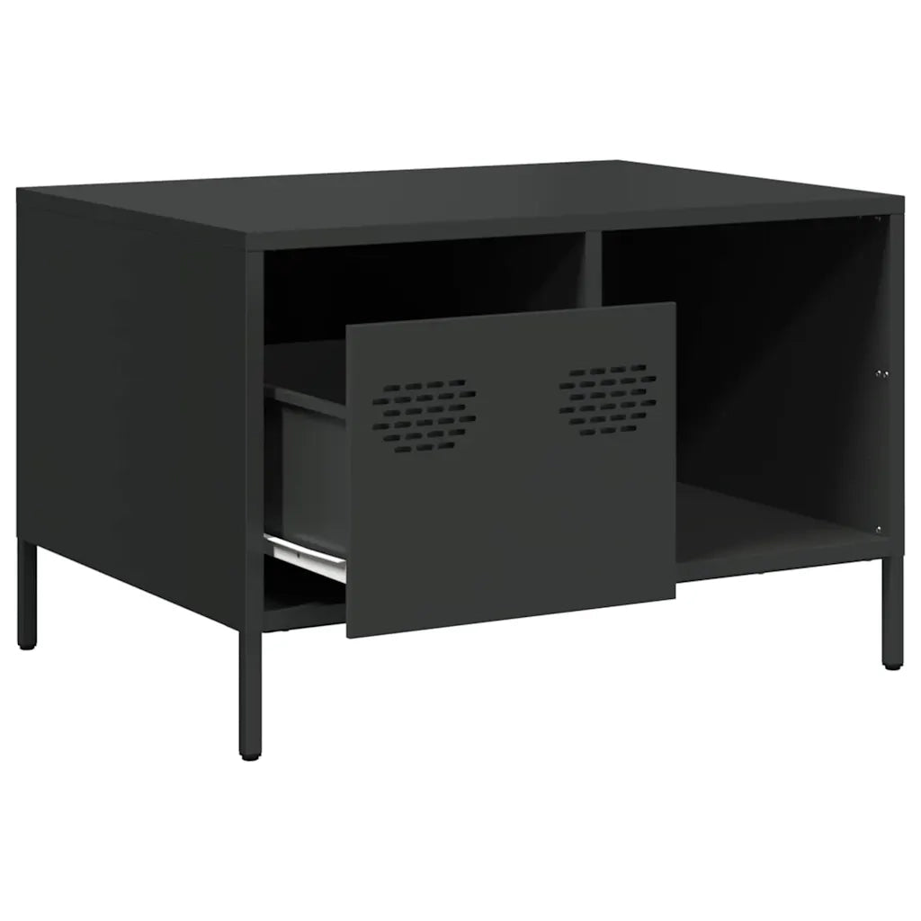 Tavolino Nero 68,5x50x43,5 cm in Acciaio Laminato a Freddo