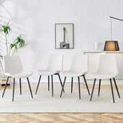 Set di 4 sedie da pranzo in similpelle bianca con struttura in metallo nero; design ergonomico