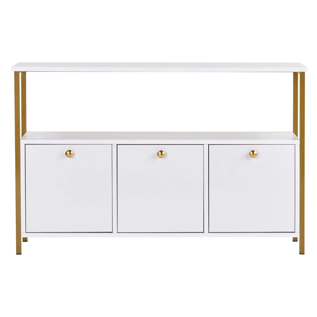 Madia Noda, Credenza 2 Ripiani, 120x30x77h cm Bianco Lucido