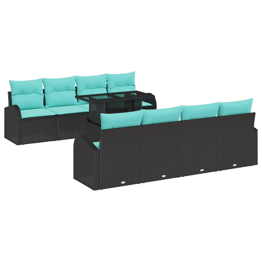 Set Divano da Giardino 9 pcs Nero Rattan in Polipropilene 3357349