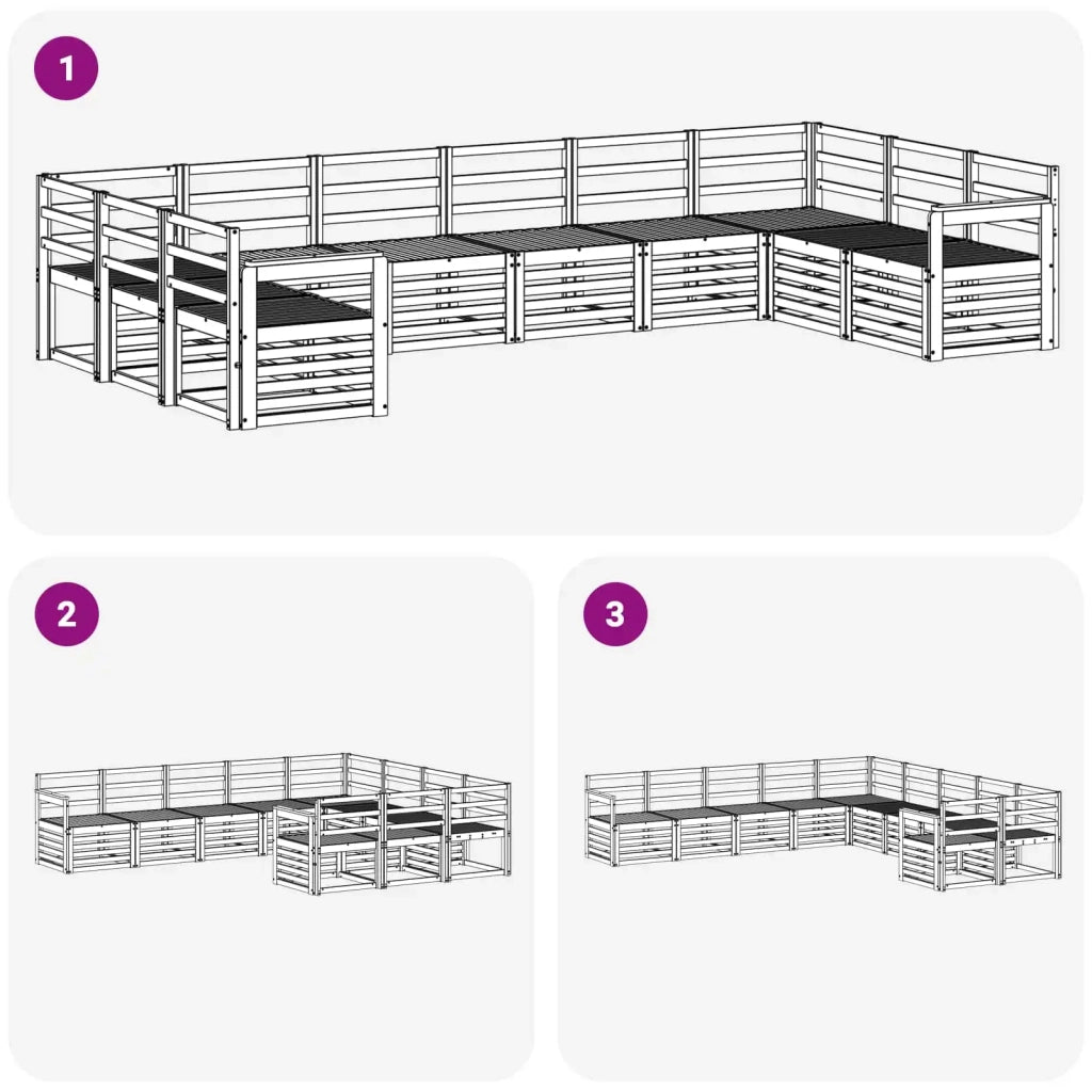 Set di divani da esterno 10 pcs Bianco 363 x 187,5 x 73 cm 3392569
