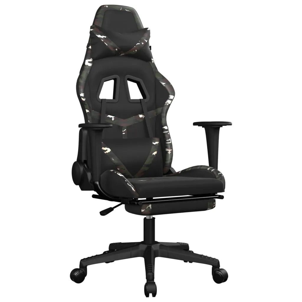 Sedia da Gaming | Sedia da e-sports con Poggiapiedi Nero e Mimetico in Similpelle