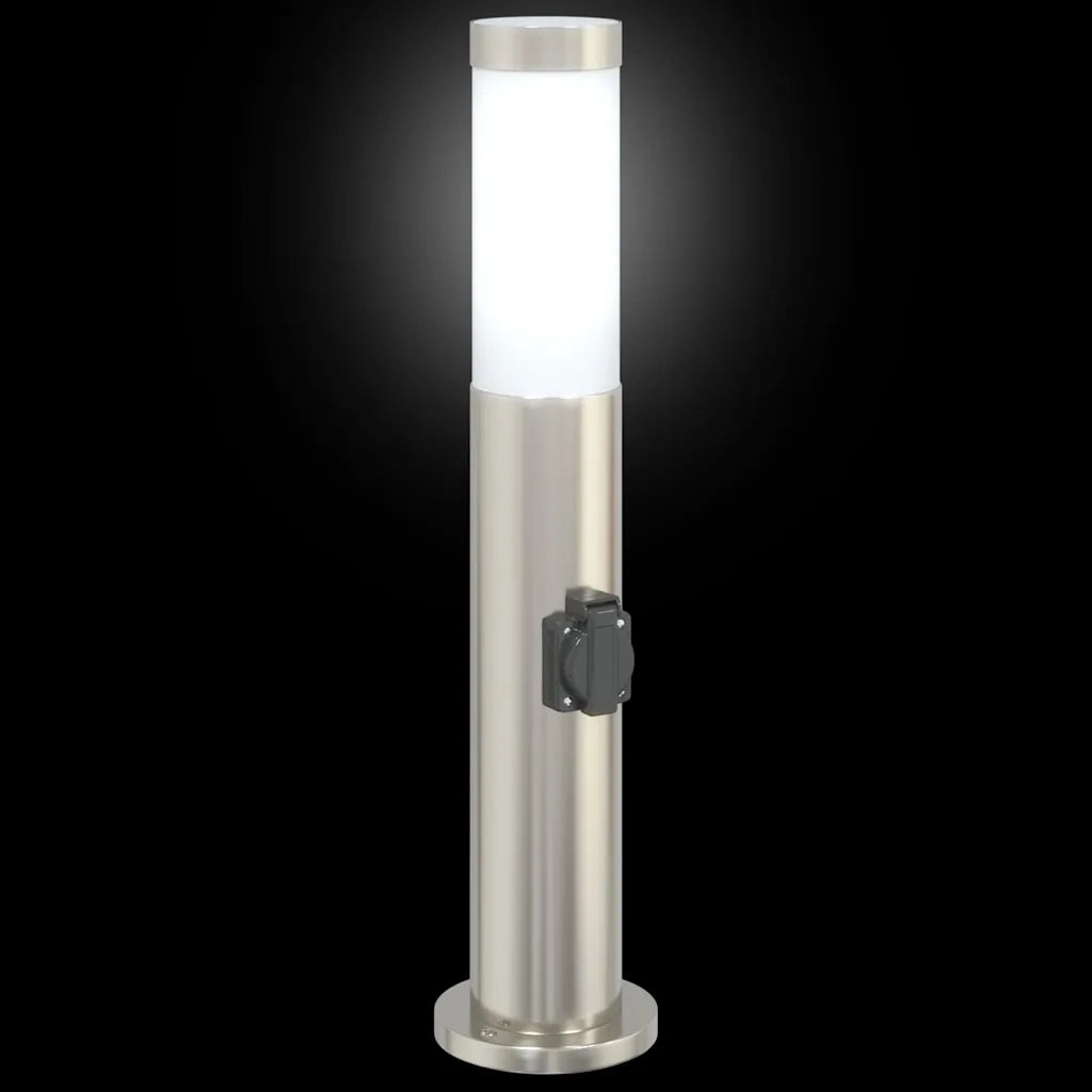 Lampioni a palo con presa elettrica 3 pz 50 cm Acciaio Inox IP44 4006012