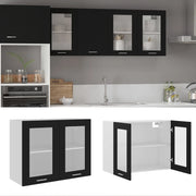Mobile Pensile con Vetro “Lyon” Nero 80x31x60 cm 802530