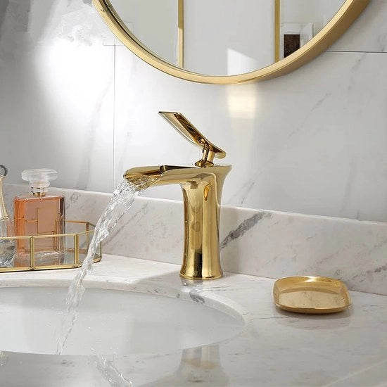 Wastafel a Piscina con Rubinetto a Cascata - Design Moderno - Ottone - Caldo e Freddo - Bagno - Cucina