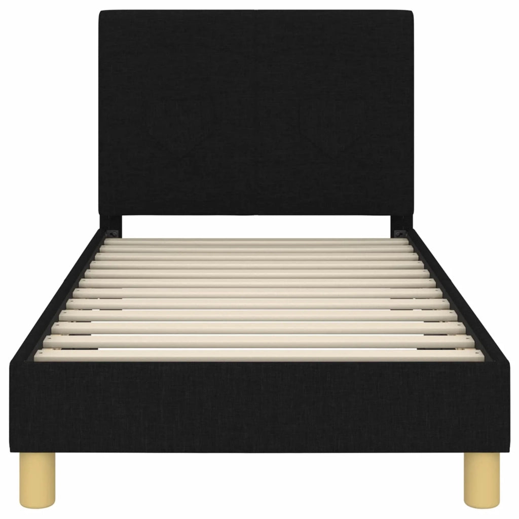 Struttura letto Bambini | Letto Infantile | Lettino con testata Nero 80 x 160 cm Tessuto