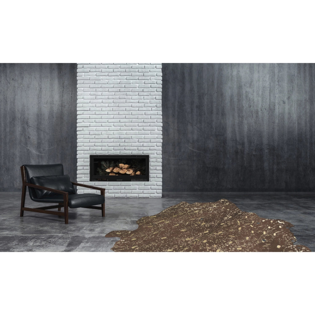 Tappeto in pelle bovina Glam 100 Marrone e Oro