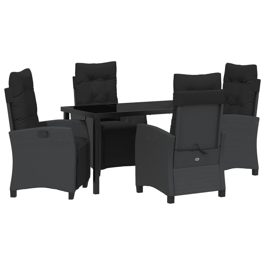 Set di Mobili da Giardino 5 Pezzi in Rattan Poli Nero