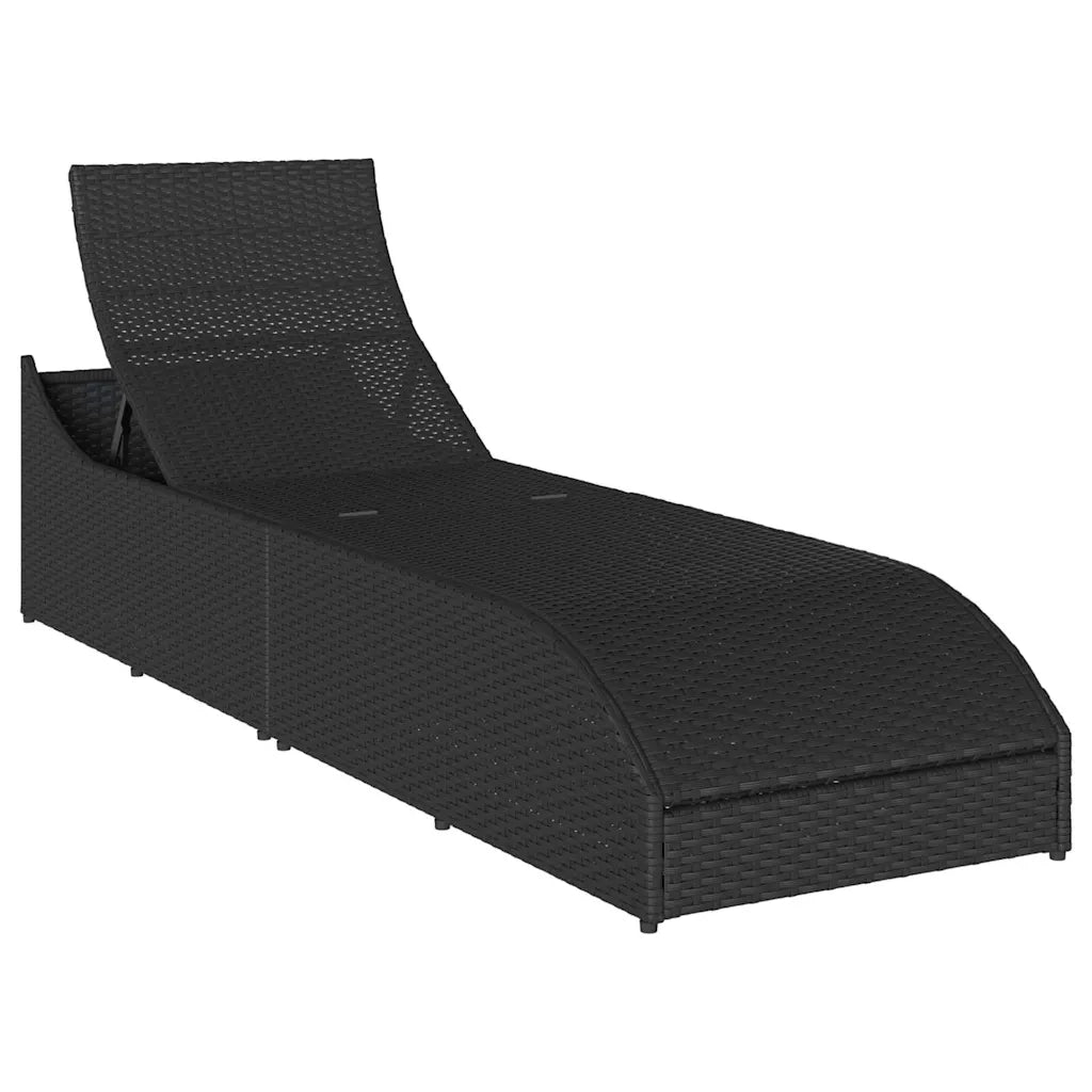 Lettino Prendisole Pieghevole con Cuscino e Portaoggetti Nero 4104220