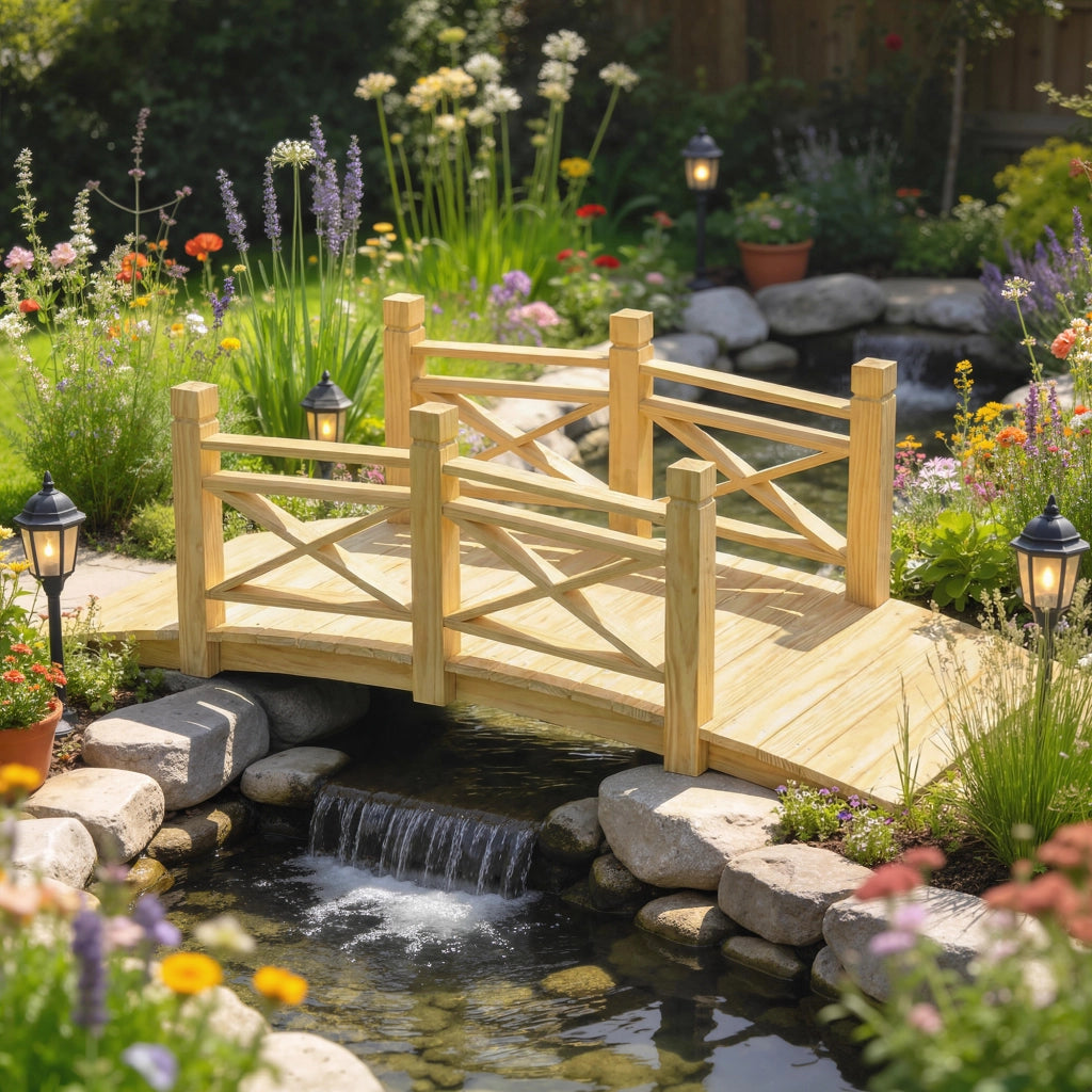 Ponticello da Giardino in Legno ¨C zephmum ¨C Naturale 174x78x57.5 cm