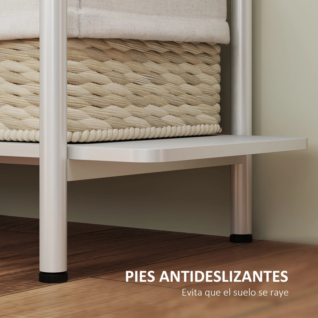 Libreria Scaffale 4 Livelli con Pannello Perforato ¨C Zephmum ¨C Bianco 80x24x180