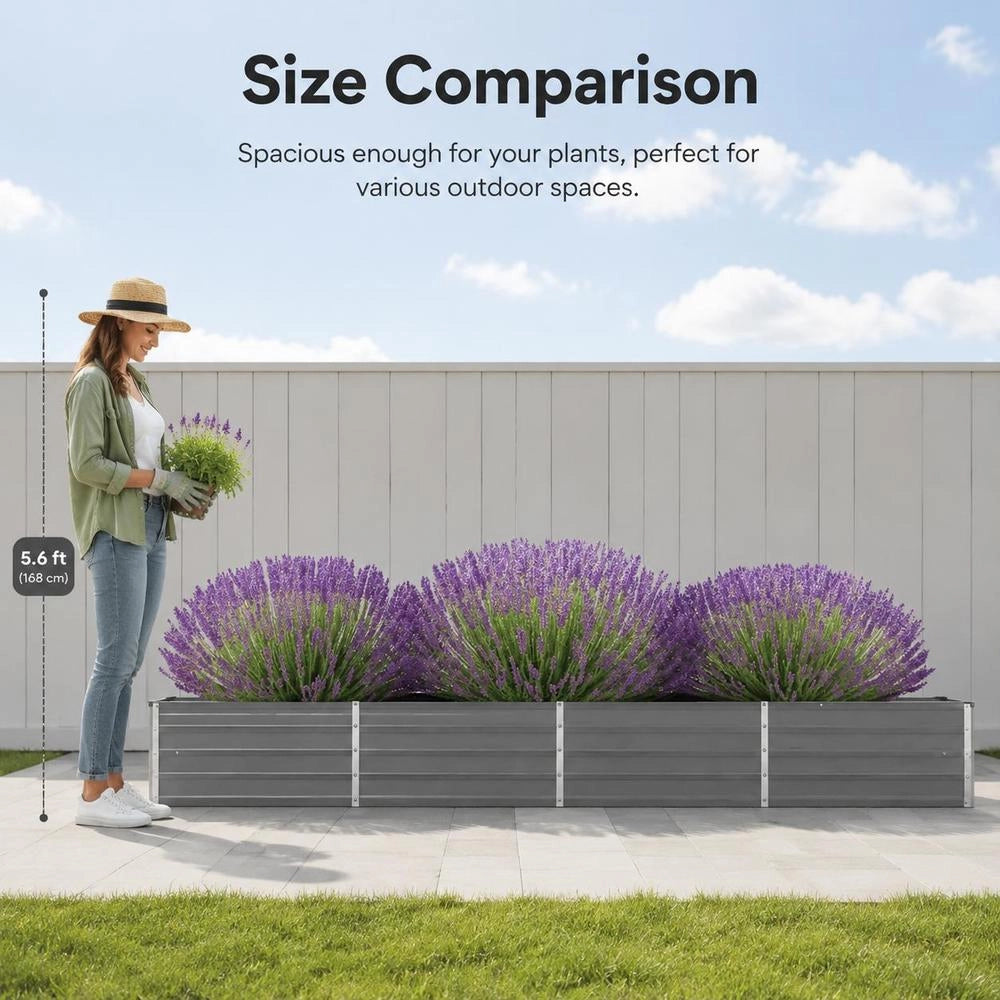 Garden Raised Bed Galvanized Steel 320x40x45 Cm Gray