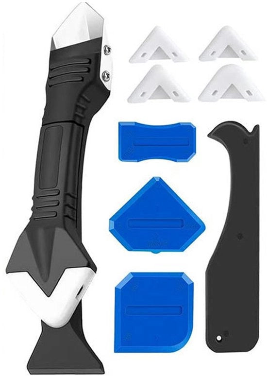 Kit di 3 in 1 per schiacciatore - Kit di utensili - Rimuovitore di silicone - Kit di stucco - Kit di rimozione - Stucco a gomma adesiva