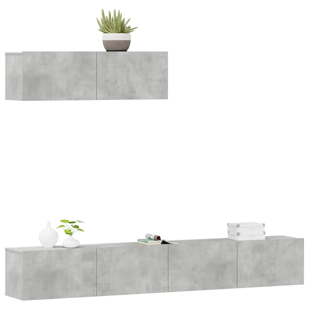 Set di Mobili Porta TV 3 pz Grigio Cemento in Legno Multistrato 3114481