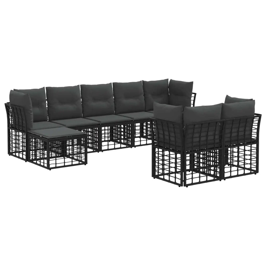 Set di divani da esterno Nero e Grigio scuro Poliestere 3437565
