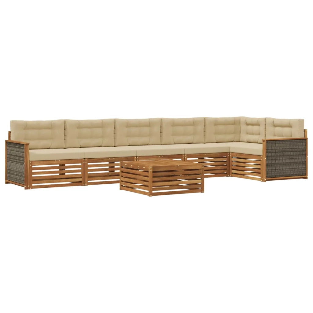 Set di divani da esterno 7 pz Naturale e Beige 3383441