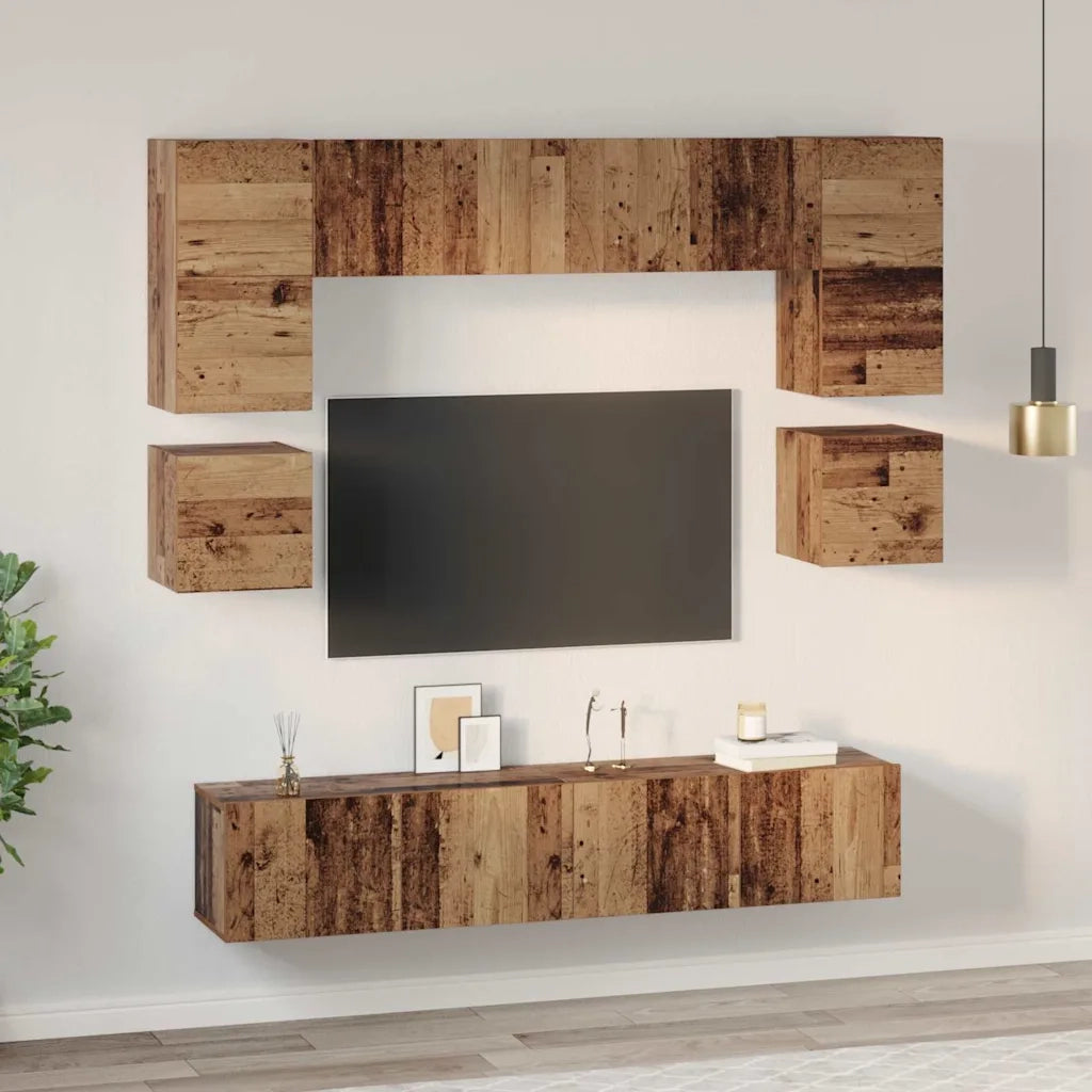vidaXL Set mobile TV 8 pcs Legno vecchio 80 x 30 x 30 cm