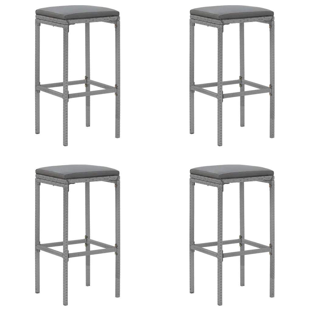 Set Bar da Giardino 5 pz con Cuscini in Polyrattan Grigio 3187634