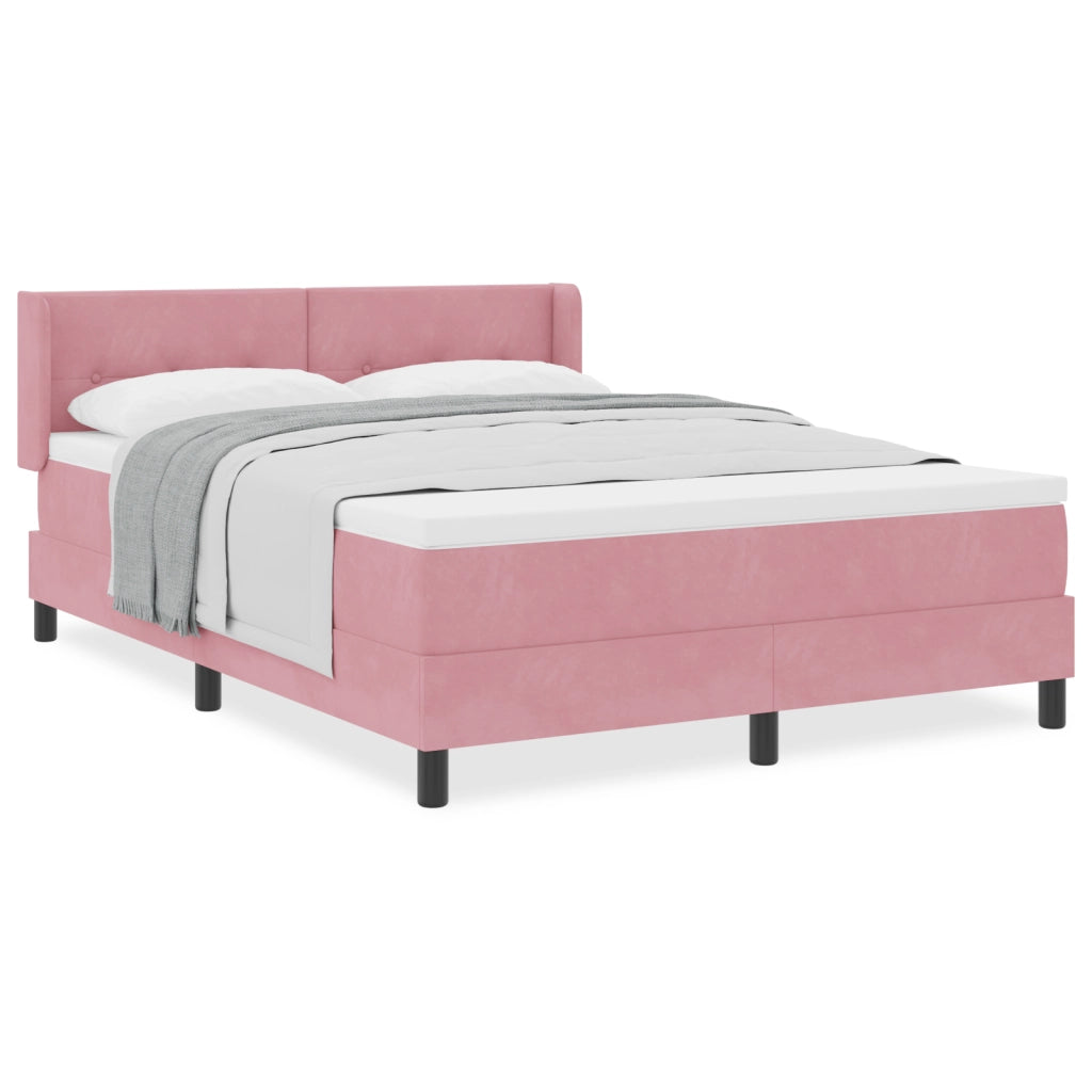 Letto Box Spring con Materasso Rosa 140x200 cm Velluto