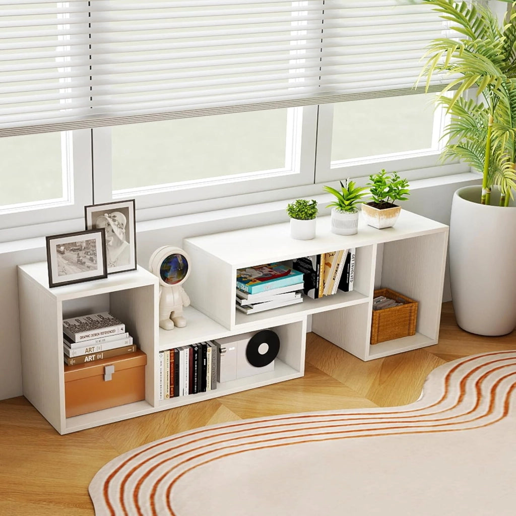 Mobile per TV, combinabile, in legno, 2 pezzi, per TV fino a 60 pollici, scaffale angolare multifunzionale, colore: bianco