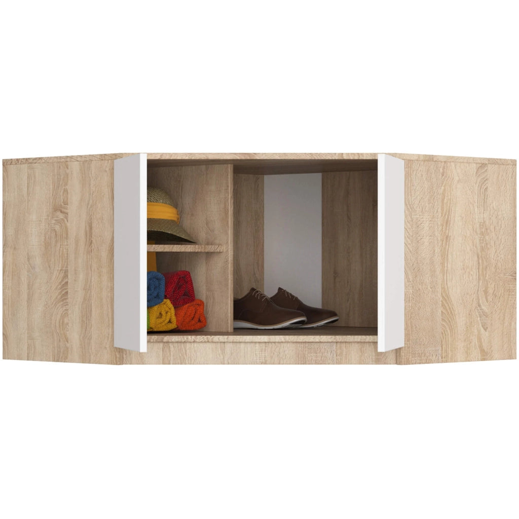 Sopralzo per armadio AKORD S100 Sonoma Quercia 100 cm 2 ante inserto frontale Bianco 100x50x55 cm