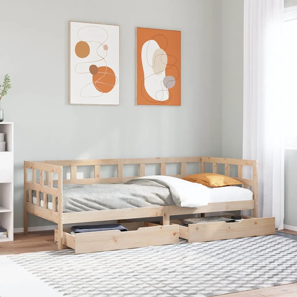 Dormeuse con Cassetti 90x190 cm in Legno Massello Pino 3302087