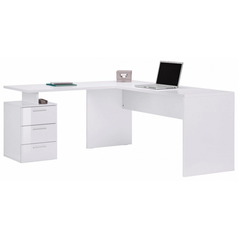 Scrivania ad angolo New Selina – 180x75x60 – Bianco Lucido