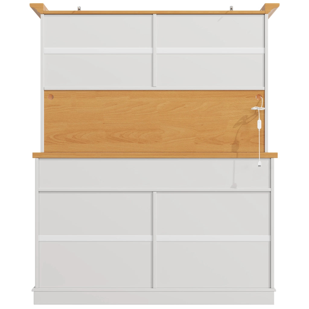 Credenza alta vetrina con anta in vetro; ripiani regolabili; LED RGB e antiribaltamento per sala da pranzo; 140 × 40 × 180 cm