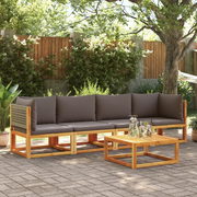 Set di divani da giardino 4 pezzi con cuscini in legno di acacia e rattan