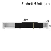 Mobile TV Moderno e Girevole con Lunghezza Variabile, Design Elegante in Effetto Marmo Bianco e Nero, 140-260x40x30 cm