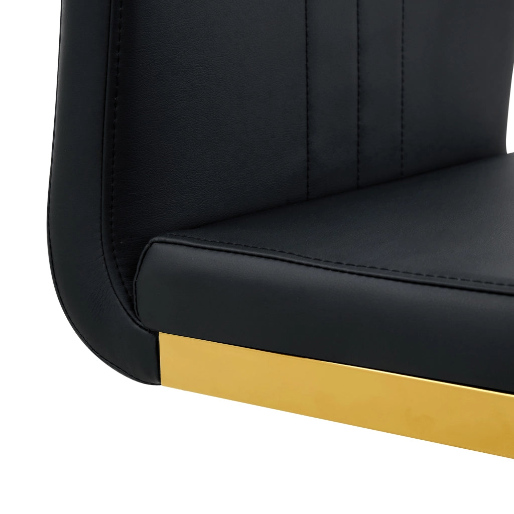Sedia moderna in PU nero con schienale ergonomico e piedini antiscivolo per sala da pranzo studio e ufficio