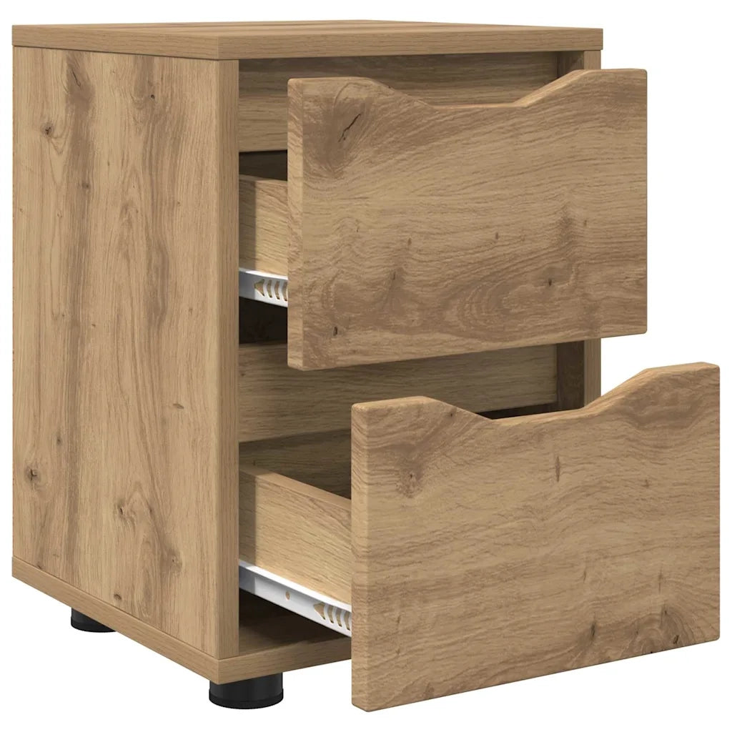 Set di 2 Comodini | Armadio da Notte | Mobiletto da notte Rovere artigianale 30,5 x 30 x 43 cm