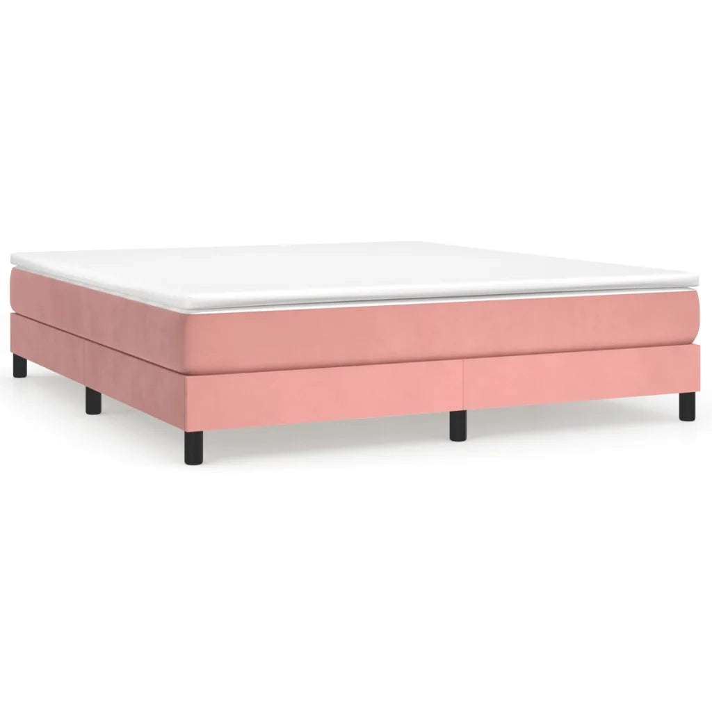 Struttura Letto a Rete a Molle-Giroletto Rosa 180x200 cm in Velluto 164997