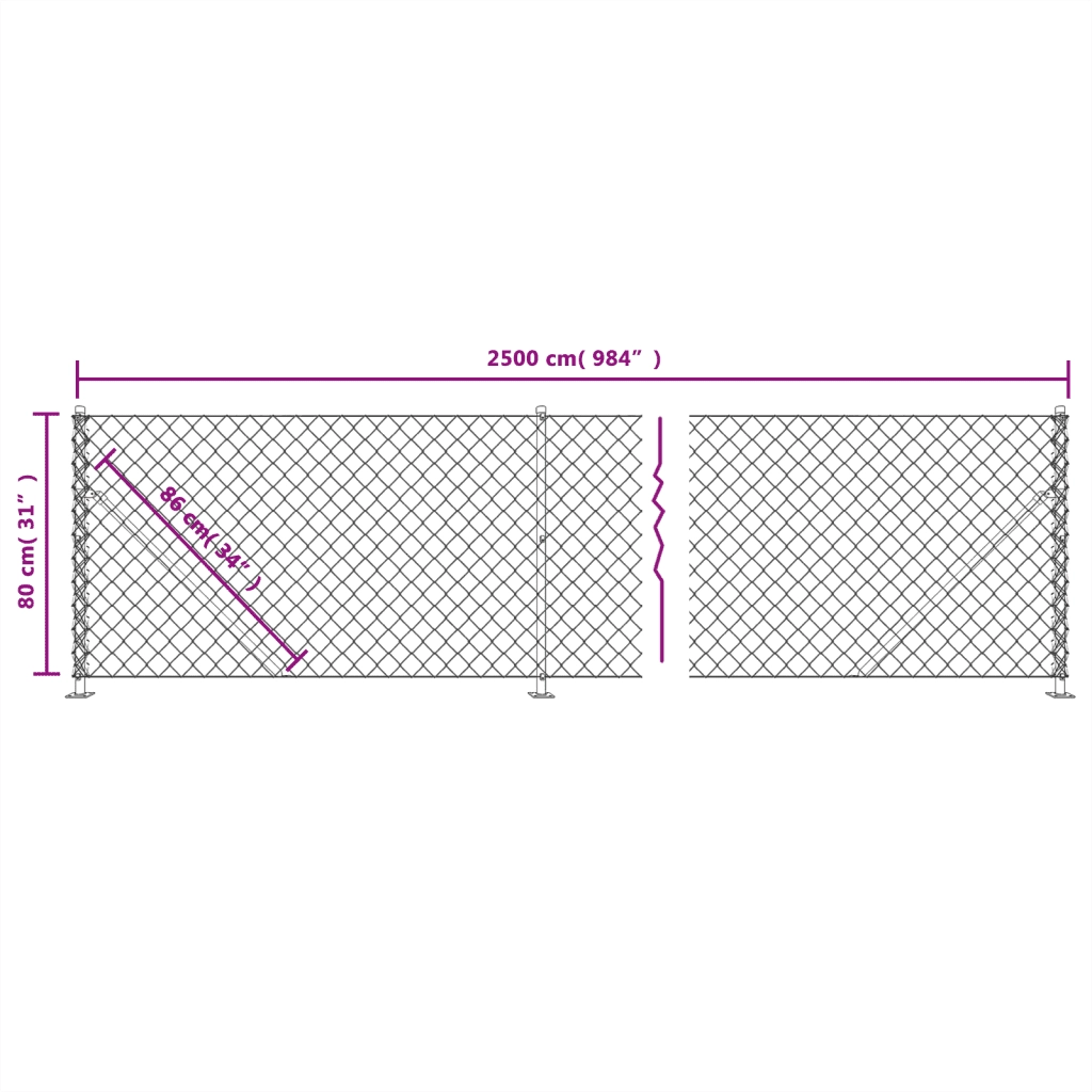 Recinzione a Rete con Flangia Verde 0,8x25 m