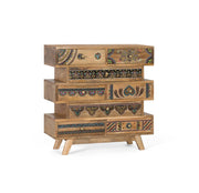 Cassettiera realizzata a mano in legno di mango
