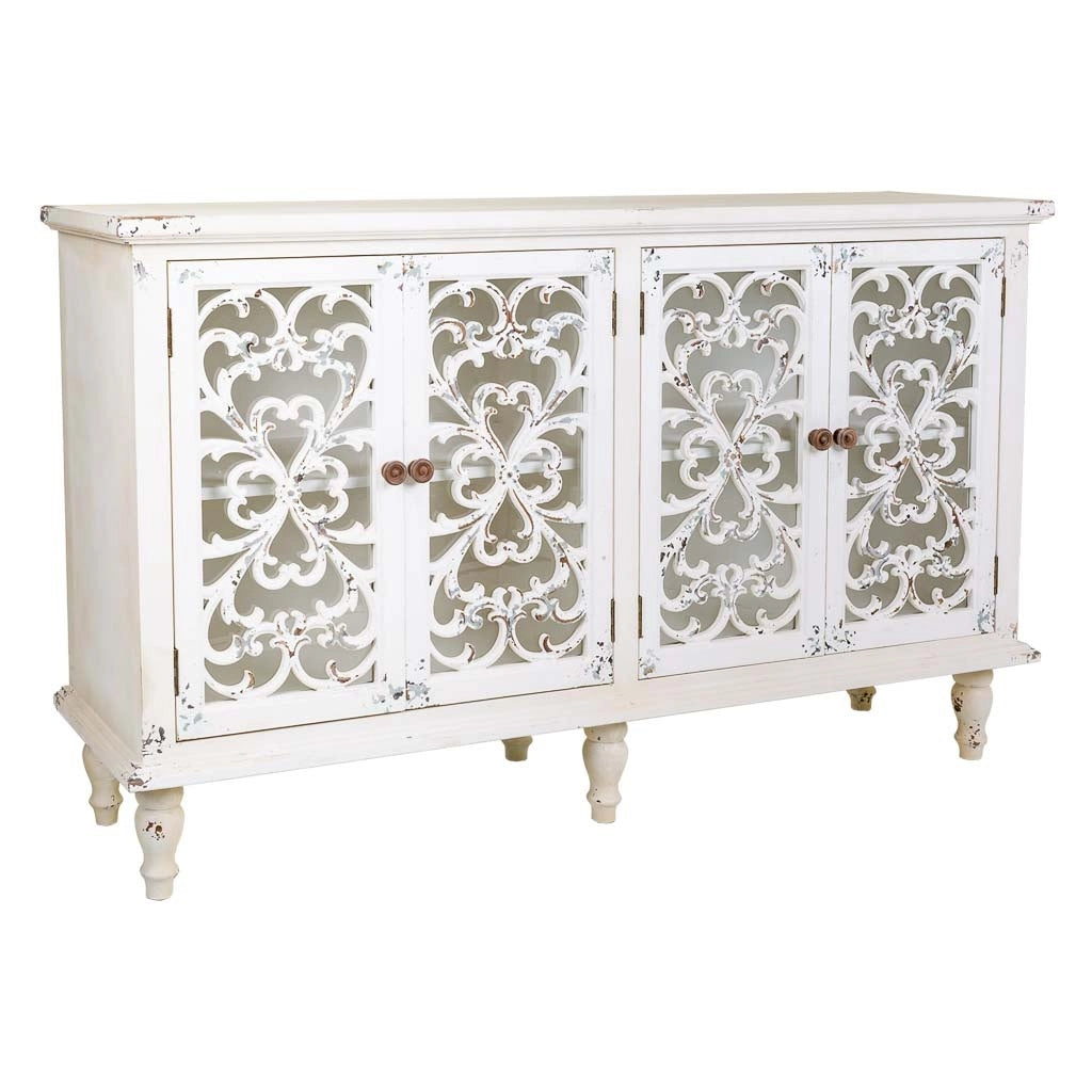 Credenza in legno con 4 porte 152x40x91h cm