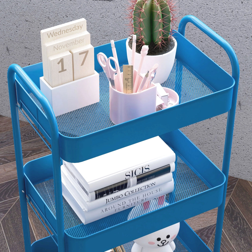 Carrello con 3 Cestini ¨C Zephmum ¨C Acciaio Grigio 45x30.6x79 cm