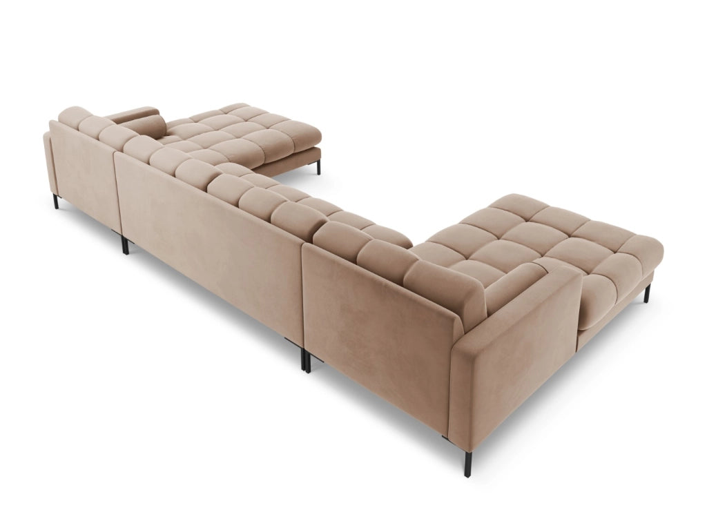 Cosmopolitan Design - Divano panoramico "Bali" 7 posti in velluto beige 
