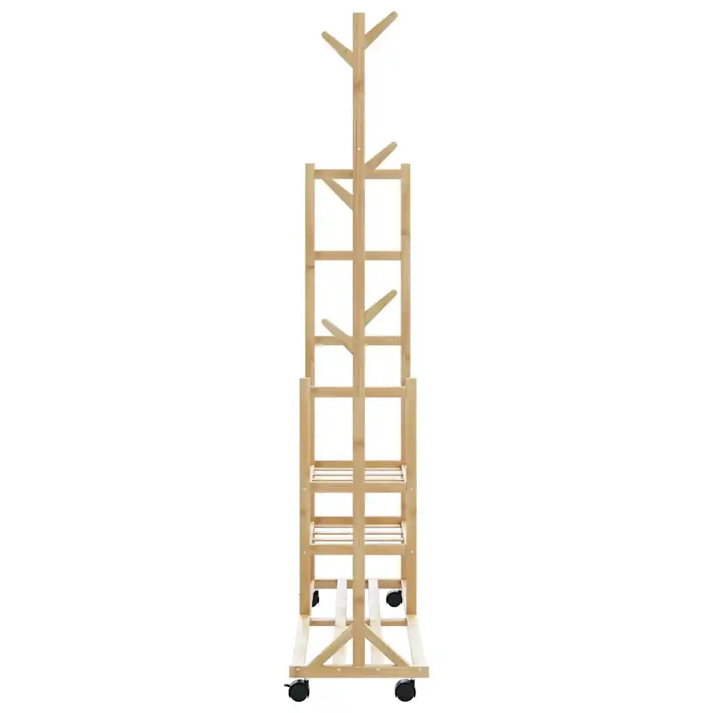 vidaXL Appendiabiti con Ripiani e Ruote 100x38x175,5 cm in Bambù