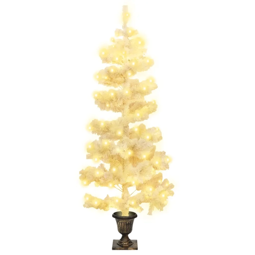 Albero di Natale Preilluminato con Vaso Bianco 120 cm in PVC 344652