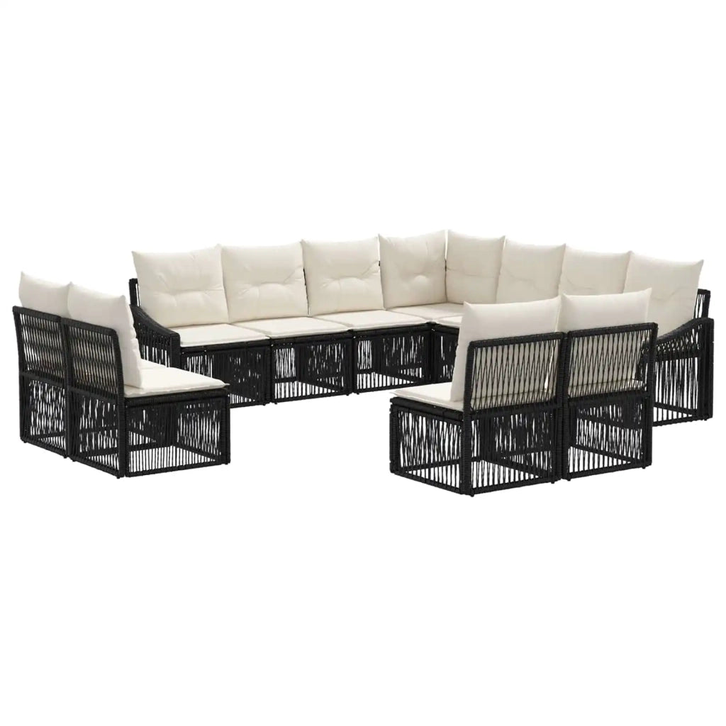 Set Divano da Giardino 11 pcs Nero polyrattan 3436039