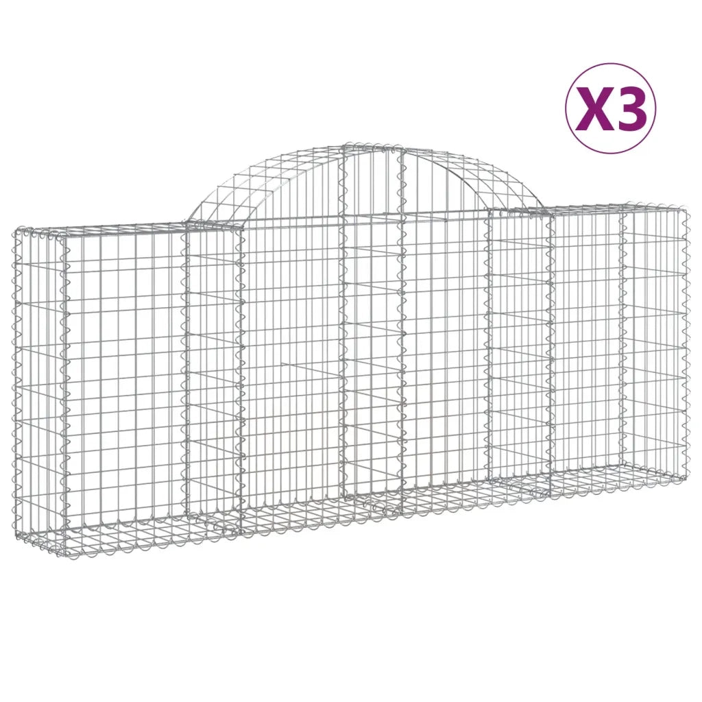 Cesti Gabbioni ad Arco 3 pz 200x30x80/100 cm Ferro Zincato 3146090